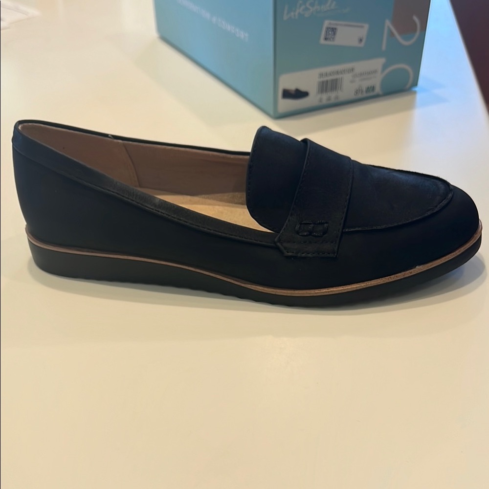 Life Stride Black Slip-On Loafers